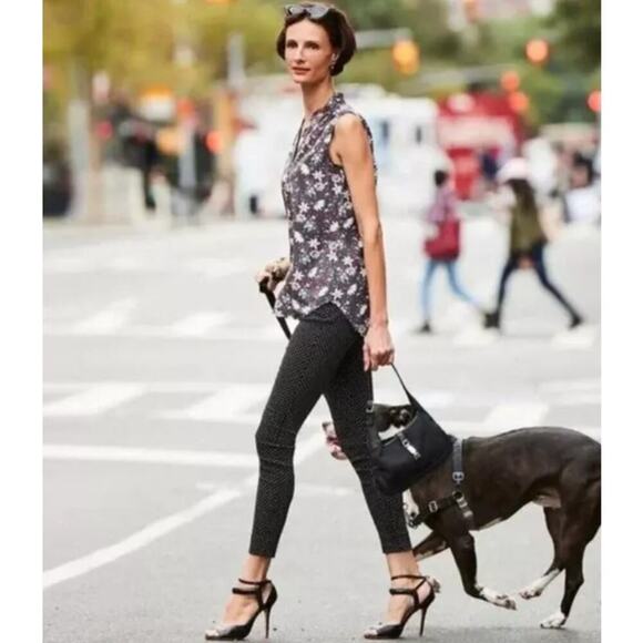 Cabi Size Small Button Front Henley Blouse Floral Print Work Gray Red Office - Picture 1 of 11